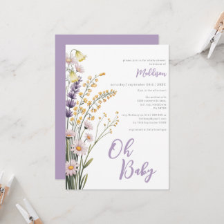 Blumen Pastell Wildblumen Oh Baby Shower Einladung
