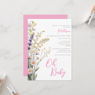 Blumen Pastell Wildblumen Oh Baby Shower Einladung