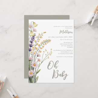 Blumen Pastell Wildblumen Oh Baby Shower Einladung