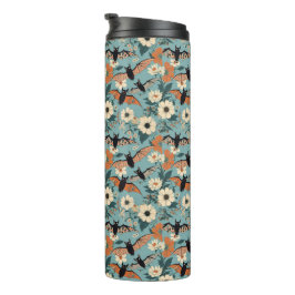 Blumen-Patchwork-Halloween-Fledermäuse und Blumen Thermosbecher