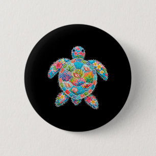 Blumen-Patchwork-Schildkröte Sommer Retro Strand M Button