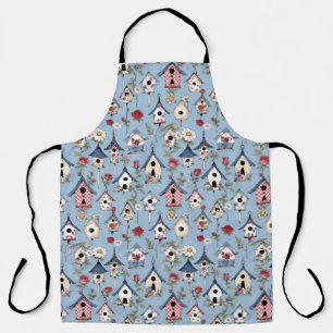 Blumen-Patchwork-Vogelhäuschen und himmelblauer Hi Schürze
