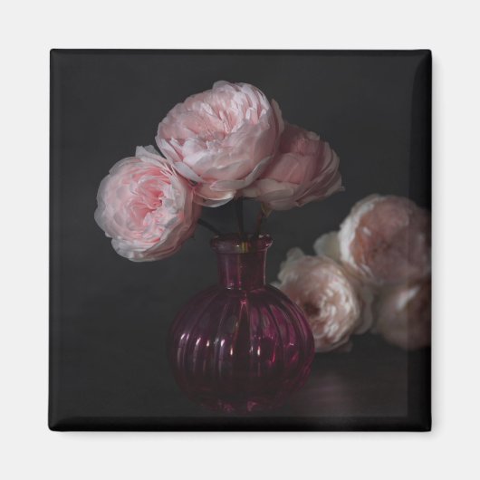 Blumen | Pellrosafarbene Erdnüsse in Vase Magnet (Vorne)
