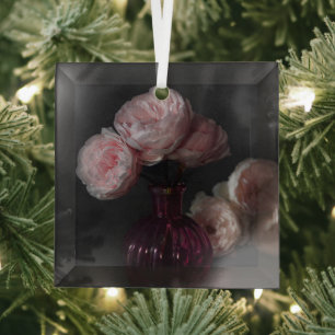 Blumen   Pellrosafarbene Erdnüsse in Vase Ornament Aus Glas