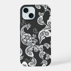 Blumen-Pfau-Boho-Vintage-künstlerische Deco-Hülle iPhone 15 Hülle