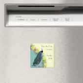 Blumen-Pfau-Save-the-Date-Magnet Magnet (In Situ (Geschirrspüler))