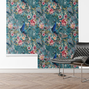 Blumen-Pfau-Vintage-Textur-Blume Tapete