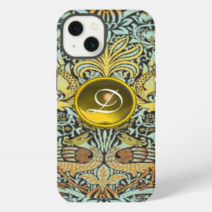 BLUMEN,PFÄUE UND DRACHEN GELBES MONOGRAMM iPhone HÜLLE