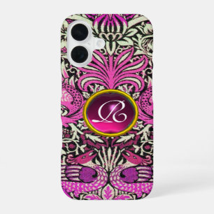 BLUMEN,PFauen UND DRACHEN-EDELSTEIN-MONOGRAMM iPhone 16 Hülle