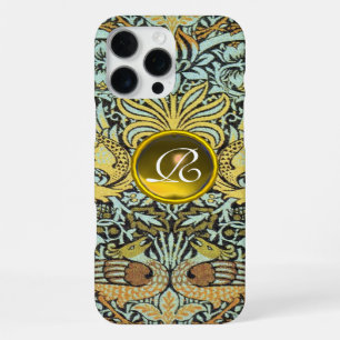 BLUMEN,PFauen UND DRACHEN GELBES MONOGRAMM iPhone 16 Pro Max Hülle