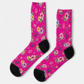 Blumen- & Pfotenabdruck-Muster-Socken – Süße Paste Socken (Linkes Detail)