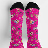 Blumen- & Pfotenabdruck-Muster-Socken – Süße Paste Socken (Oben)