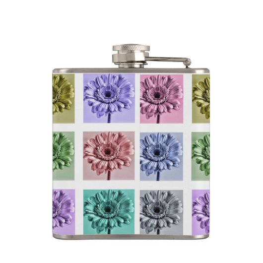 Blumen-Pop-Kunst Flachmann (Rückseite)