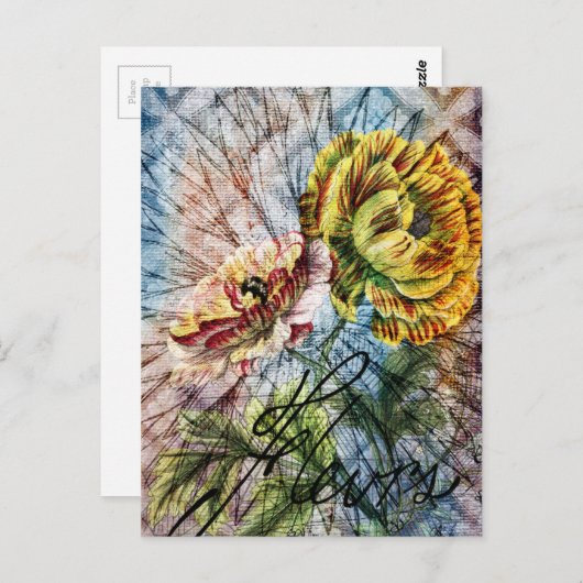 Blumen Postkarte (Vorne/Hinten)