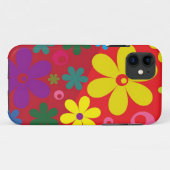 Blumen-Power auf Rot Case-Mate iPhone Hülle (Rückseite (Horizontal))