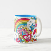 Blumen-Power-FriedensLiebe-u. Zweifarbige Tasse (VorderseiteRechts)