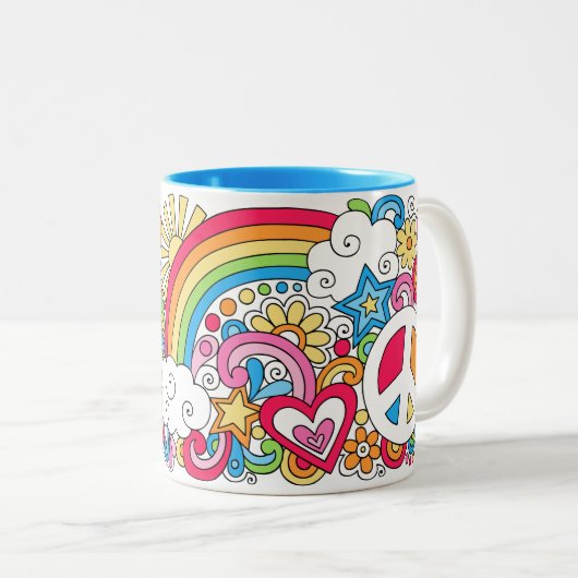 Blumen-Power-FriedensLiebe-u. Zweifarbige Tasse (VorderseiteRechts)