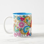 Blumen-Power-FriedensLiebe-u. Zweifarbige Tasse (Links)