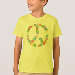Blumen-Power-Friedenszeichen T-Shirt