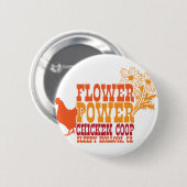 Blumen-Power-Huhn-Korb Button (Vorne & Hinten)