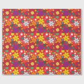 Blumen-Power im Rot Geschenkpapier (Flach)