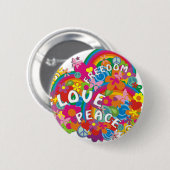 Blumen-Power-Regenbogen Button (Vorne & Hinten)