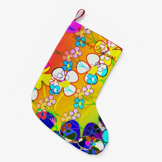 Blumen-Power-Retro Stiefmütterchen Kleiner Weihnachtsstrumpf (Vorderansicht (hängend))