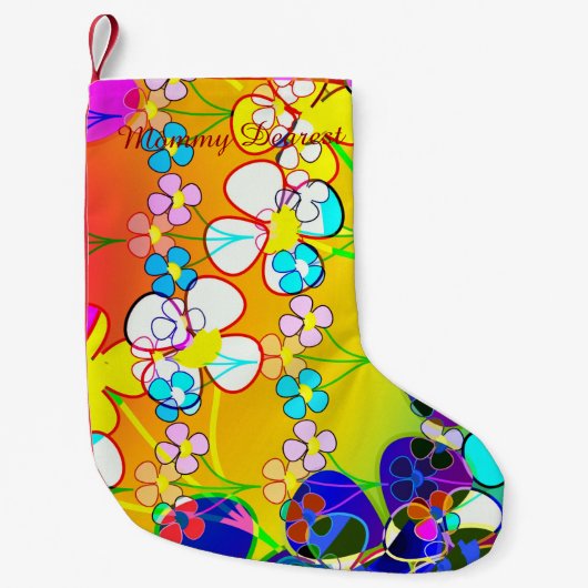 Blumen-Power-Retro Stiefmütterchen Kleiner Weihnachtsstrumpf (Vorderseite)