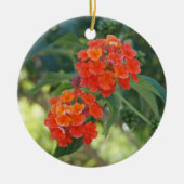 Blumen-Power-u. Natur-Verzierung - rote Lantanas Keramikornament (Vorne)