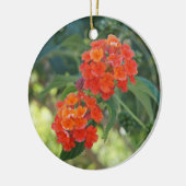 Blumen-Power-u. Natur-Verzierung - rote Lantanas Keramikornament (Links)