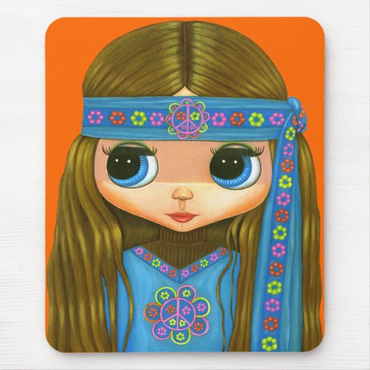Blumen-Powerhippie-Mädchen Mousepad (Vorne)
