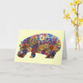 Blumen-PowerHippiehippopotamus-Geburtstags-Karte Karte (Gelbe Blume)