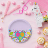 Blumen-Powers des Sechziger-60ers retro Party des Pappteller (Party)