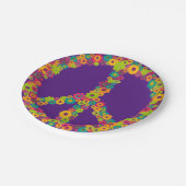 Blumen-Powers des Sechziger-60ers retro Party des Pappteller (Schrägansicht)