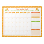 Blumen Punkte Monatlicher Sonntag Start Planer Notizblock (Vorderseite)
