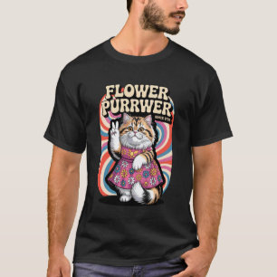Blumen Purrwer Katze 1776 Friedensvibes für Patrio T-Shirt