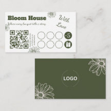 Blumen-QR-Code-Treue-Stempel-Geschäftskarte