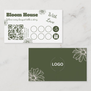 Blumen-QR-Code-Treue-Stempel-Geschäftskarte Visitenkarte