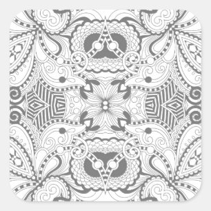 Blumen-Quadrat-Gekritzel Quadratischer Aufkleber