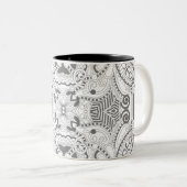 Blumen-Quadrat-Gekritzel Zweifarbige Tasse (VorderseiteRechts)