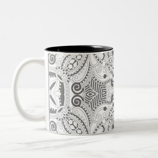 Blumen-Quadrat-Gekritzel Zweifarbige Tasse (Links)