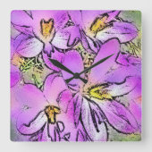 BLUMEN QUADRATISCHE WANDUHR (Vorderseite)
