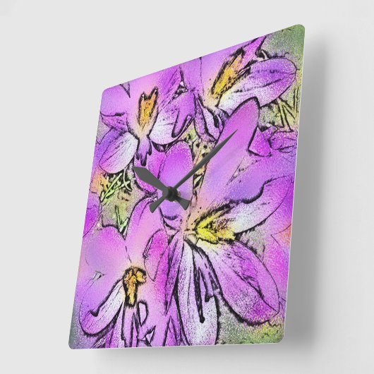 BLUMEN QUADRATISCHE WANDUHR (Winkel)