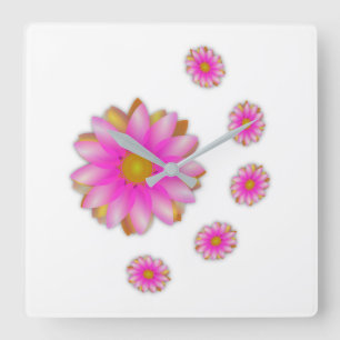 Blumen Quadratische Wanduhr