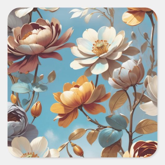 Blumen Quadratischer Aufkleber (Vorderseite)