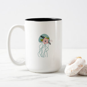 Blumen-Quallen-Illustrations-Tasse Zweifarbige Tasse