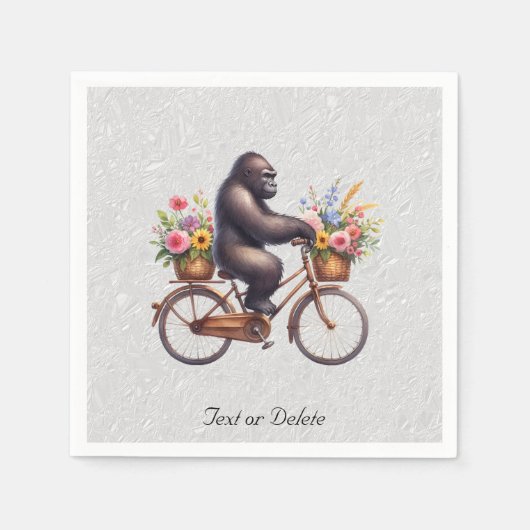 Blumen-Rad-Gorilla-Servietten Serviette (Vorderseite)