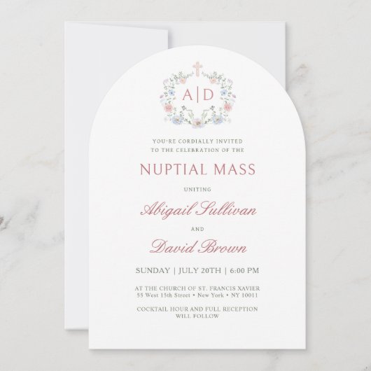 Blumen-Rahmen-Hochzeit Einladung (Vorderseite)