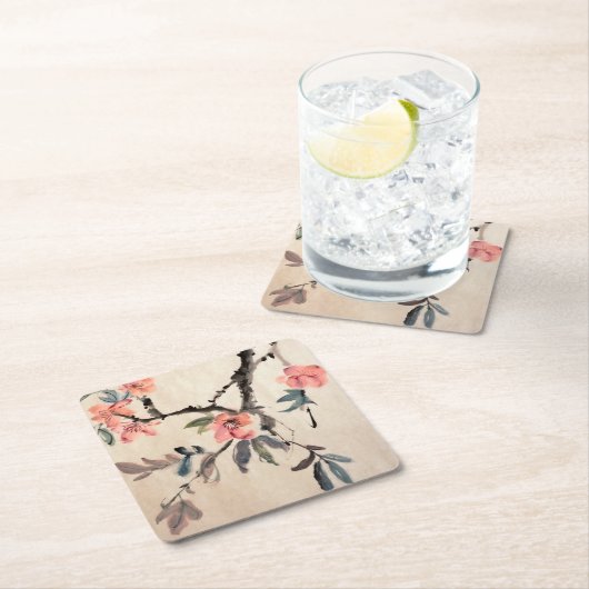 Blumen Rechteckiger Pappuntersetzer (Vor Ort)