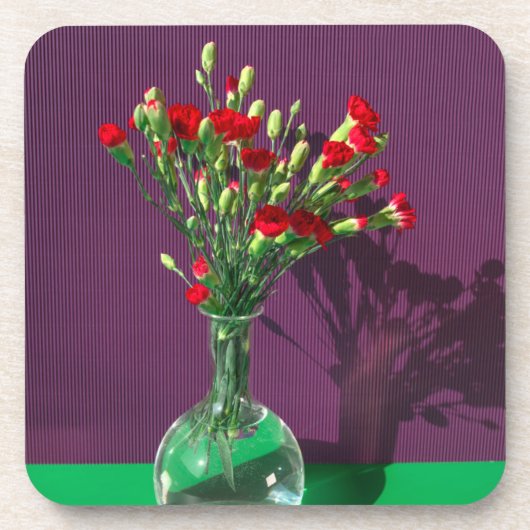 Blumen | Red Caranet Bouquet Getränkeuntersetzer (Vorderseite)